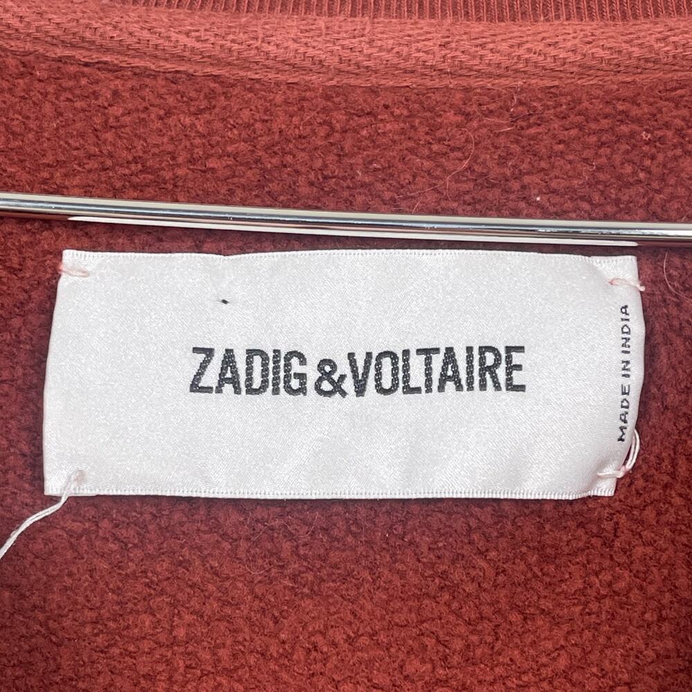 Zadig & Voltaire Upper Skull Felt Crewneck Sweatshirt Rust Size Large Grunge Emo - Picture 3 of 9